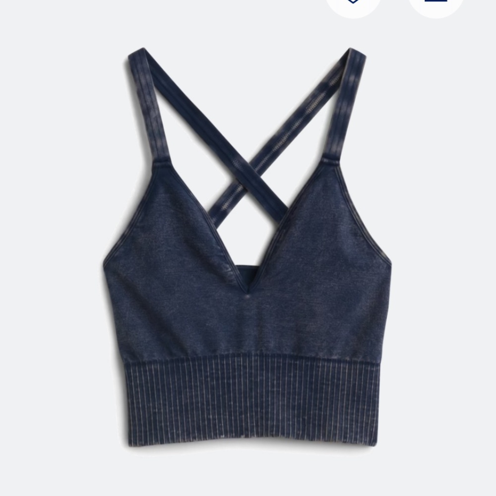 Free People FP movement Good Karma Performance Crop Top - Denim Blue - Size M/L